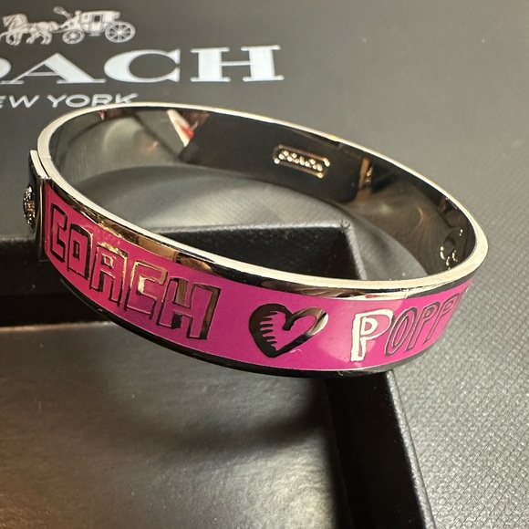 Collectible Coach poppy Pink Heart Pop Art Bangle - Picture 1 of 4